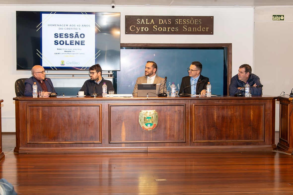 Câmara de Vereadores de Canela realiza Sessão Solene em homenagem aos 40 anos do CREFITO-5