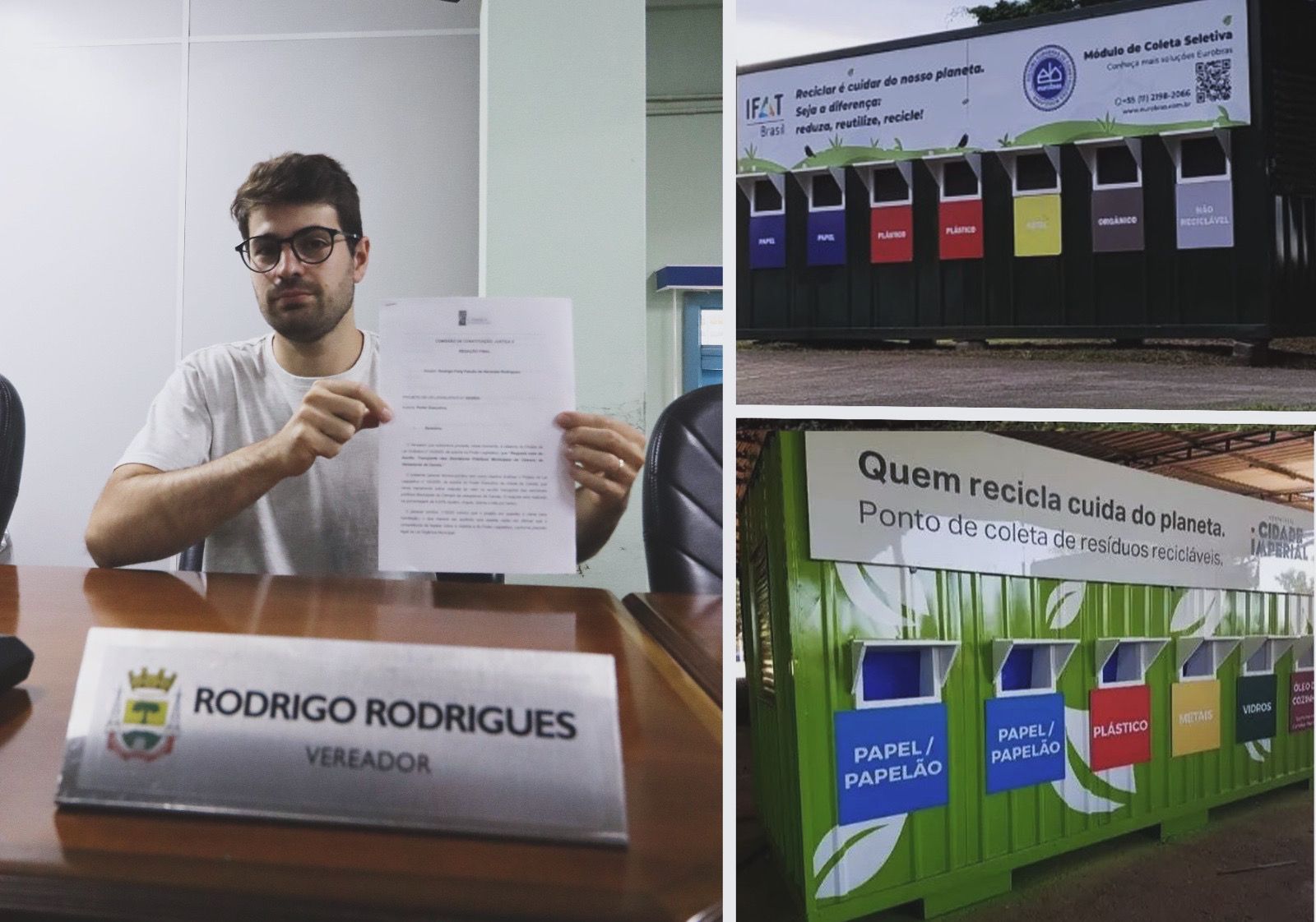 Vereador Rodrigo Rodrigues encaminha indicação ao Poder Executivo para instalação de contêineres de separação absoluta de resíduos em Canela